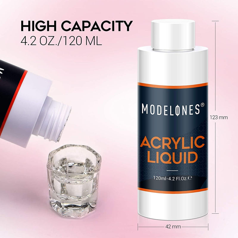 Modelones EMA Acrylic Liquid Monomer 120ml/4oz, Acrylic Nail Liquid for Professional Acrylic Powder Nail Extension Nail Art System MMA-FREE, Low-Odor, Non-Yellowing, Quick Dry, Christmas Gift modelones