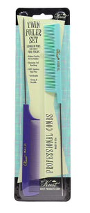 Krest Pintail Combs Weaving Foiling Fine Tooth Rattail Hair Cutting Comb Colors 2 Pc. (Vintage Purple & Green) Krest