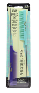 Krest Pintail Combs Weaving Foiling Fine Tooth Rattail Hair Cutting Comb Colors 2 Pc. (Vintage Purple & Green) Krest