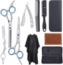 Marhaba AS Professional Hair Cutting Scissors for men and women,10 Pieces Hair Scissors kit for Haircut, Hair Shears for Home and Salon, Stainless Steel Scissors with Cape and Feather Razor Marhaba AS