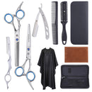 Marhaba AS Professional Hair Cutting Scissors for men and women,10 Pieces Hair Scissors kit for Haircut, Hair Shears for Home and Salon, Stainless Steel Scissors with Cape and Feather Razor Marhaba AS