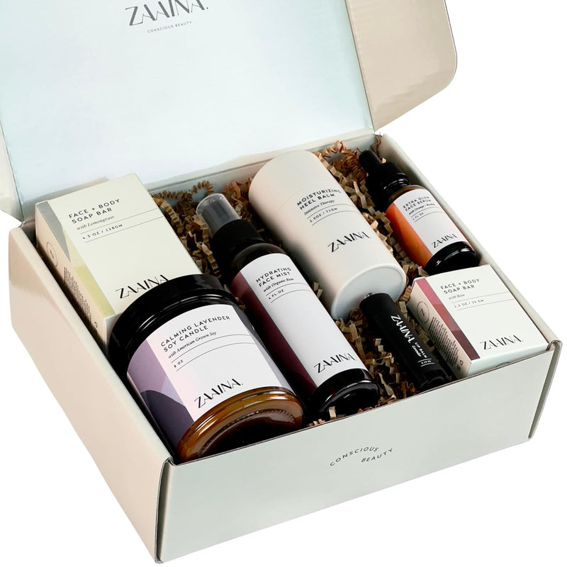 ZAAINA Spa Gift Set for Her - Relaxation Spa Kit for Women, Handmade in USA, Pampering At Home Bath and Body Self Care Spa Package, Luxury Spa Birthday Gifts for Women, Spa Gift Basket for Mom Infinity Warehouse