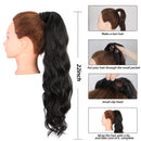 Stamped Glorious 24 Inch Long Body Wave Ponytail hair Extension Synthetic Heat Resistant Wrap Around Drawstring Curly Wavy Ponytail Hairpieces for Women(24 Inch, 1B) Stamped Glorious