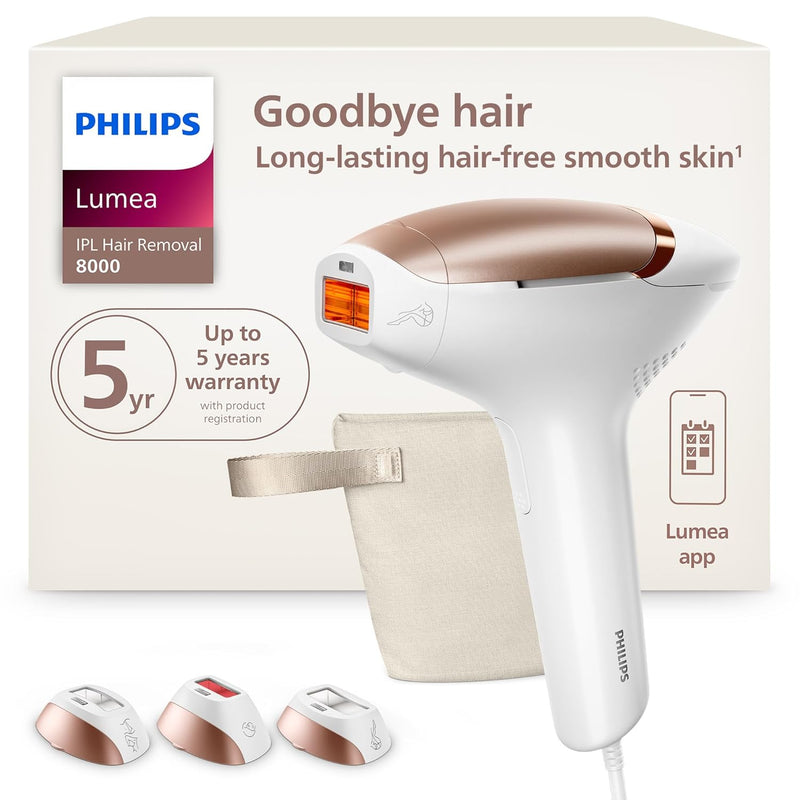 Philips Lumea 9000 Series IPL Hair Removal Device - Alternative to Laser Hair Removal, SenseIQ Technology and Lumea App, 4 Attachments for Body, Face, Bikini & Underarms, for Women & Men, BRI984/03 Infinity Warehouse