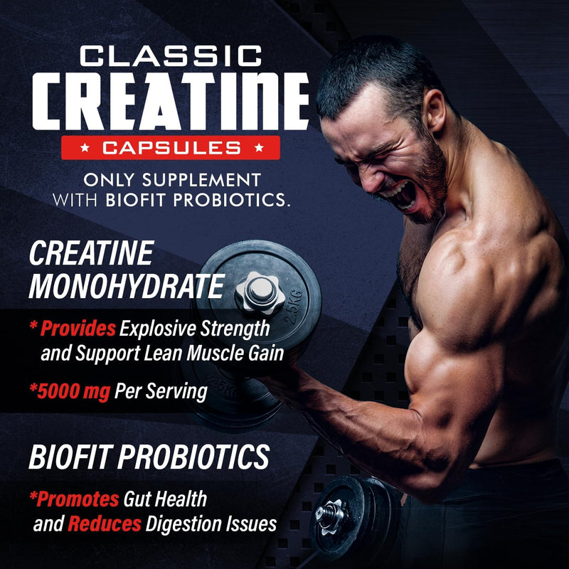 Old School Labs 5000mg Creatine Monohydrate Capsules With BioFit™ (Max Strength) Supports Muscle Growth & Recovery, Performance, Cognitive Health - Creatine Pills for Men & Women, Made in USA 180 Caps Infinity Warehouse