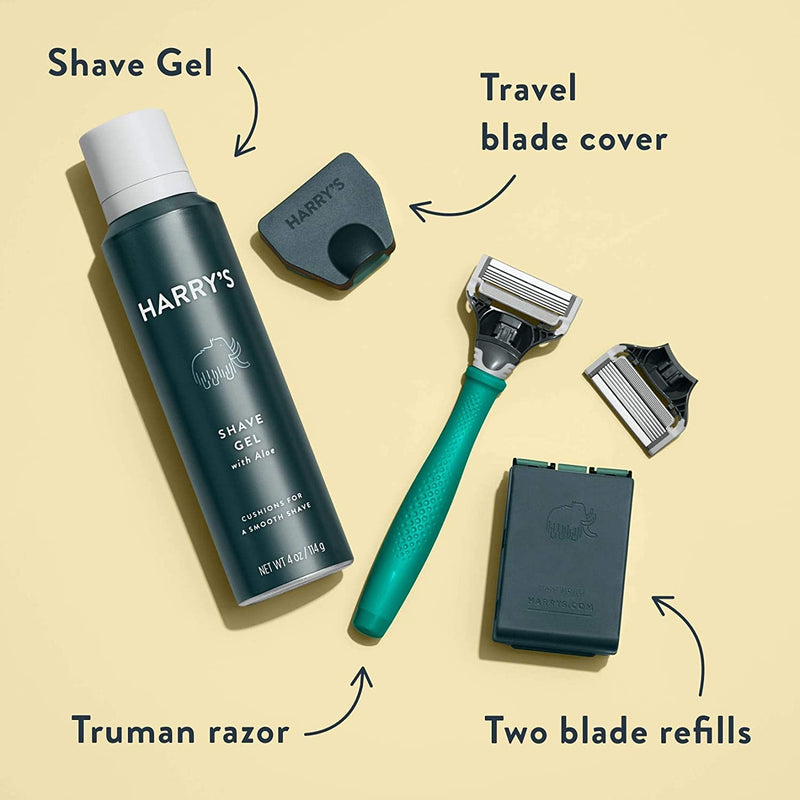 Harry's Razors for Men - Men's Razor Set with 3 Razor Blade Refills, Travel Blade Cover, 4 oz Shave Gel (Tropical Green) Harry's Store