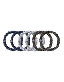 Slip Silk Skinnie Scrunchies Midnight Collection (Charcoal, Navy, Silver) - 100% Pure 22 Momme Mulberry Silk Scrunchies for Women - Hair-Friendly + Luxurious Elastic Scrunchies Set (6 Scrunchies) SLIP