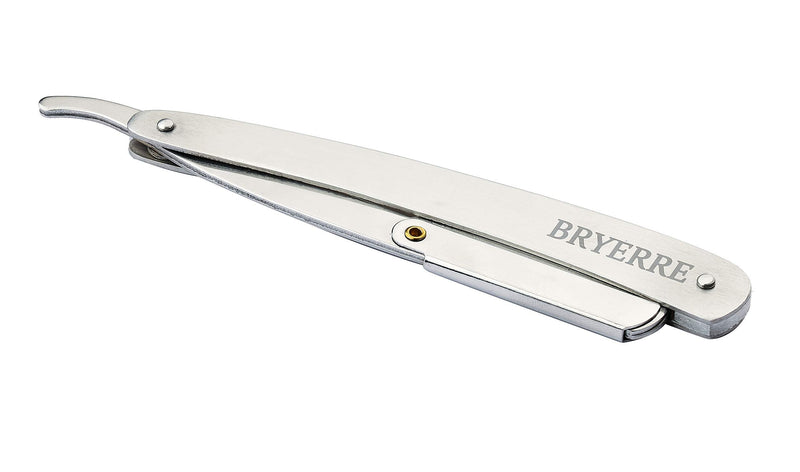 BRYERRE Professional Barber Straight Razor Safety Edge with 100-Pack Derby Blades 100 Percent Stainless Steel for Smooth Shave (Silver) BRYERRE