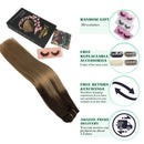 GOO GOO 120g 24 inch Hair Extensions Clip in Human Hair Chocolate Brown Fading to Dirty Blonde Real Remy Human Hair Extensions Clip in Real Natural Hair Extensions 7 Pieces Silky Straight GOO GOO Store