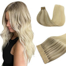DOORES Blonde Hair Extensions Tape in Balayage Ash Blonde to Golden Blonde and Platinum Blonde 20pcs 50g 20 Inch Tape in Hair Extensions Human Hair Natural Real Hair Extensions Straight DOORES Store