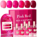 Double Rhythm 6 Pcs 15 ML Gel Polish Set Same Color Same Bottle Soak Off Gel Polish Kit Nail Art Manicure Salon DIY at Home for Women (Jelly Burgundy Red Glitter Silver -T6-56) Infinity Warehouse
