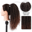 Vigorous Curly Ponytail Extension for Women Brown Color Drawstring Ponytail Curly for African Women Short Afro Kinky Ponytail Extension.(4
