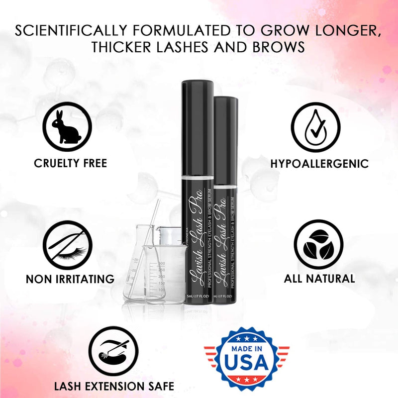 Lavish Lash Pro by Pronexa Hairgenics. Professional Strength Eyelash & Eyebrow Growth Serum. Over 20 Active Growth Promoting Ingredients for the Longest, Fullest Lashes & Brows. 5mL, 6 Month Supply. Pronexa