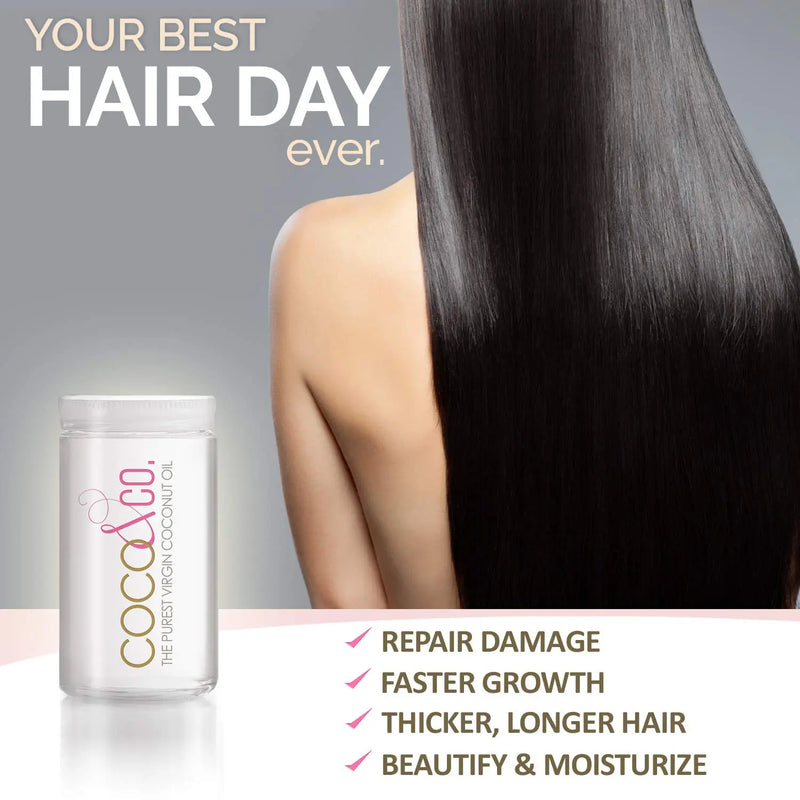 COCO & CO. Organic Pure Extra Virgin Coconut Oil for Hair & Skin, Beauty Grade - Mini Jar, 2oz (8oz + 2oz Travel Combo) COCO&CO