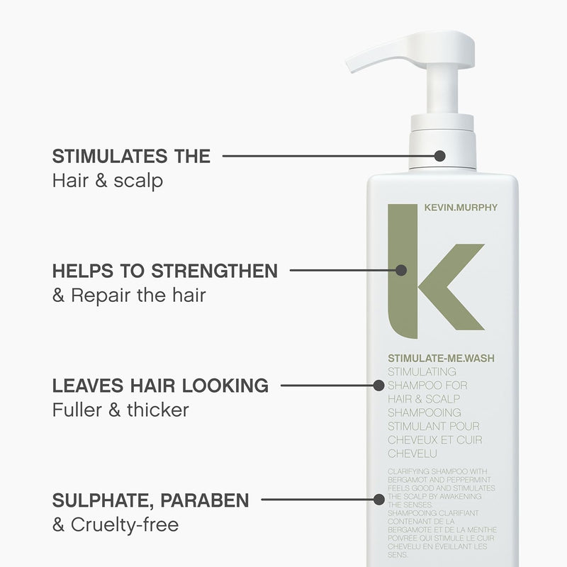 KEVIN.MURPHY STIMULATE-ME.WASH - Clarifying Shampoo for Hair & Scalp - For All Types - Stimulates Hair - Strengthening - Cruelty Free Shampoo - 1 L / 33.8 fl oz Infinity Warehouse