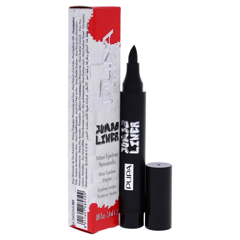 Pupa Milano Jumbo Liner - Maxi Eyeliner Pen - For a Thick or Thin Stroke - Angled Tip - Delivers Precise Strokes - Perfect For Recreating Graphics With Multiple Dimensions - 001 Extra Black - 0.081 Oz PUPA Milano