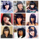 Juziviee Short Bob Hair Wigs for Women, 12'' Cute Black Hair Wig with Realistic Bangs, Natural Looking Soft Synthetic Full Wigs for Party Cosplay AD016BK1 Juziviee