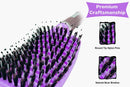 Zabolight Premium Vent Boar Bristle Hair Brush Vented Detangling Oversize Hair Brush for Thick Long Curly Hair, Curved Fast Blow Drying Brush for Women & Men (Purple) Zabolight