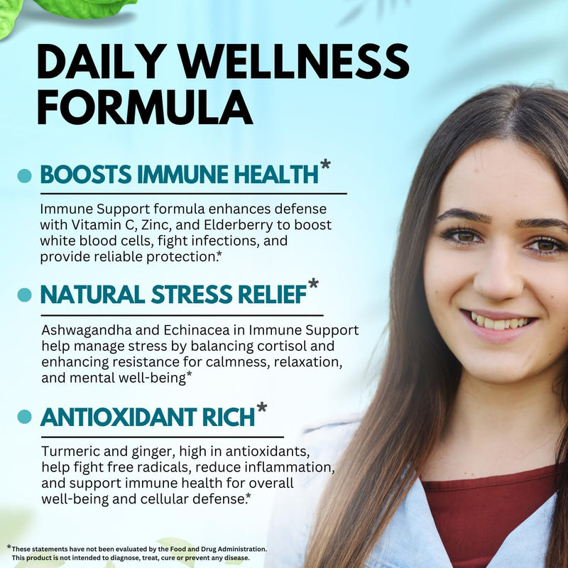 Elderberry Immune Support Supplement 8-in-1 Formula with Echinacea, Vitamin C & Zinc, Vitamin D 5000 IU, Turmeric, Ginger, Ashwagandha – 60 Capsules Infinity Warehouse