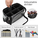 Makeup Brush Case, Stand-up Makeup Cup, Makeup Brush Holder, Travel Professional Cosmetic Bag, Artist Storage Bag with Shoulder Strap and Adjustable Divider (Large Black） TANTO