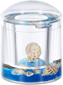 Locco Decor Acrylic Liquid 3D Floating Motion Round Qtip Cotton Ball Swab Holder Dispenser with Lid Shell Locco Decor