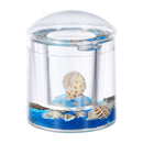 Locco Decor Acrylic Liquid 3D Floating Motion Round Qtip Cotton Ball Swab Holder Dispenser with Lid Shell Locco Decor