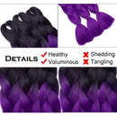 Ombre Jumbo Braiding Hair 24 inch Jumbo Braid Hair Extensions Jumbo Box Braids Crochet Hair Long for Women Kids DIY High Temperature Synthetic Fiber 2 Tones Black+ Purple 6 Bundles Benehair