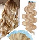 22 Inch Tape in Human Hair Extensions Highlight Wavy Thin Hair 100g 40pcs/pack Seamless Skin Weft Glue in Body Wave Human Hairpieces Balayage
