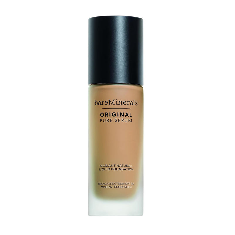 bareMinerals Original Pure Serum Radiant Natural Liquid Foundation Mineral SPF 20, Hydrating Skin Tint, Dewy Finish, Lightweight, Medium Coverage, Non-Comedogenic, Vegan - Infinity Warehouse