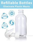 4 oz / 120 ml Clear Glass Boston Round Bottle with White Trigger Spray (12 pack) JUVITUS
