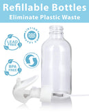 4 oz / 120 ml Clear Glass Boston Round Bottle with White Trigger Spray (12 pack) JUVITUS