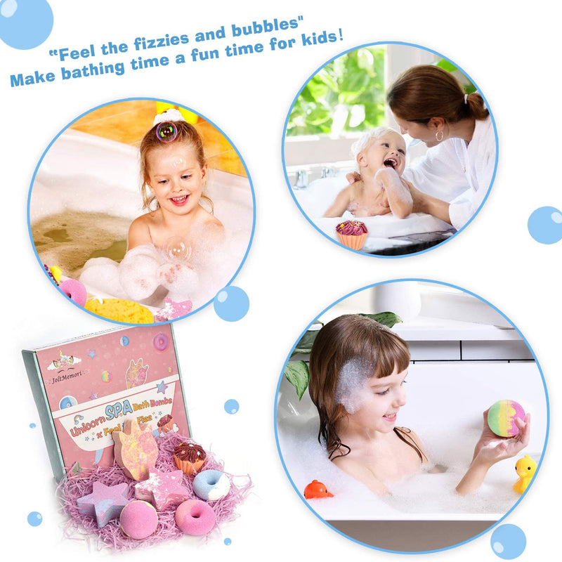Bath Bombs Unicorns Gifts for Girls 7PCS Bath Bomb Gift Set with Natural Essential Oils Great Valentines Birthday Gift for Girls Kids Women JoltMemori Store