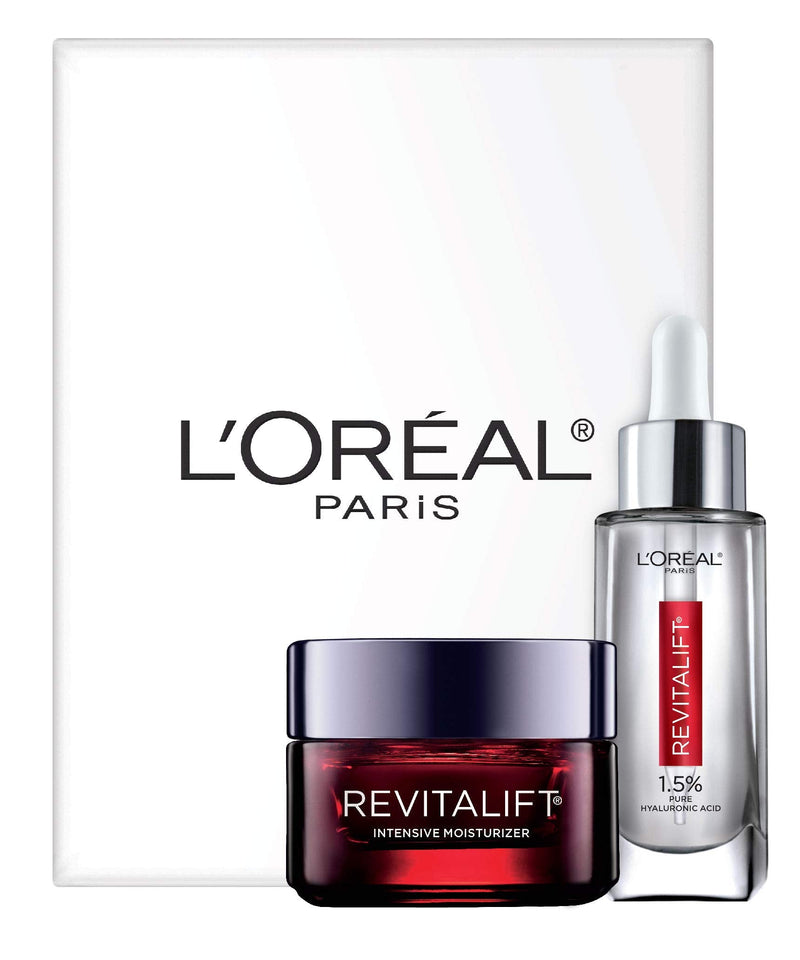 L'Oreal Paris Hyaluronic Acid Serum For Face with Vitamin C and Triple Power Face Moisturizer Revitalift Anti-Aging Skin Care Regimen Kit, Paraben and Fragrance Free, 2 count L'Oreal Paris