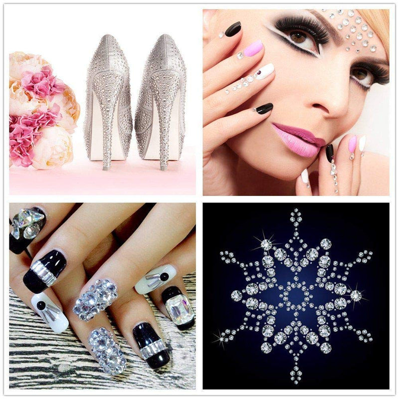 AD Beads 1440 Pieces Mixed Size No Hotfix Glue on Quality Glass Flatback Rhinestones Round Crystal Gems ( 33 Paradise Shine ) AD Beads