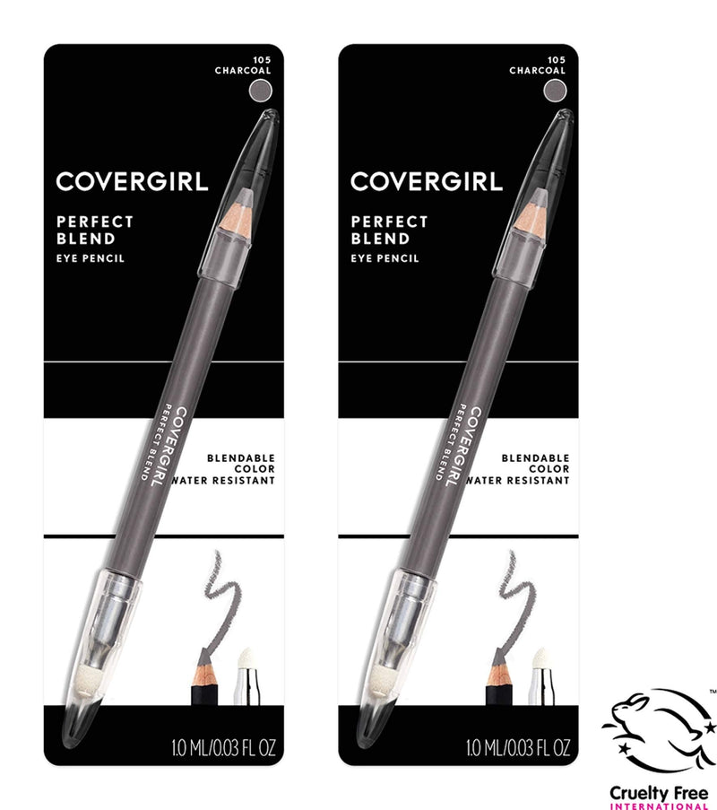 COVERGIRL Perfect Blend Eyeliner Pencil, Charcoal 105, 0.03 Fl Oz, 2 Count COVERGIRL