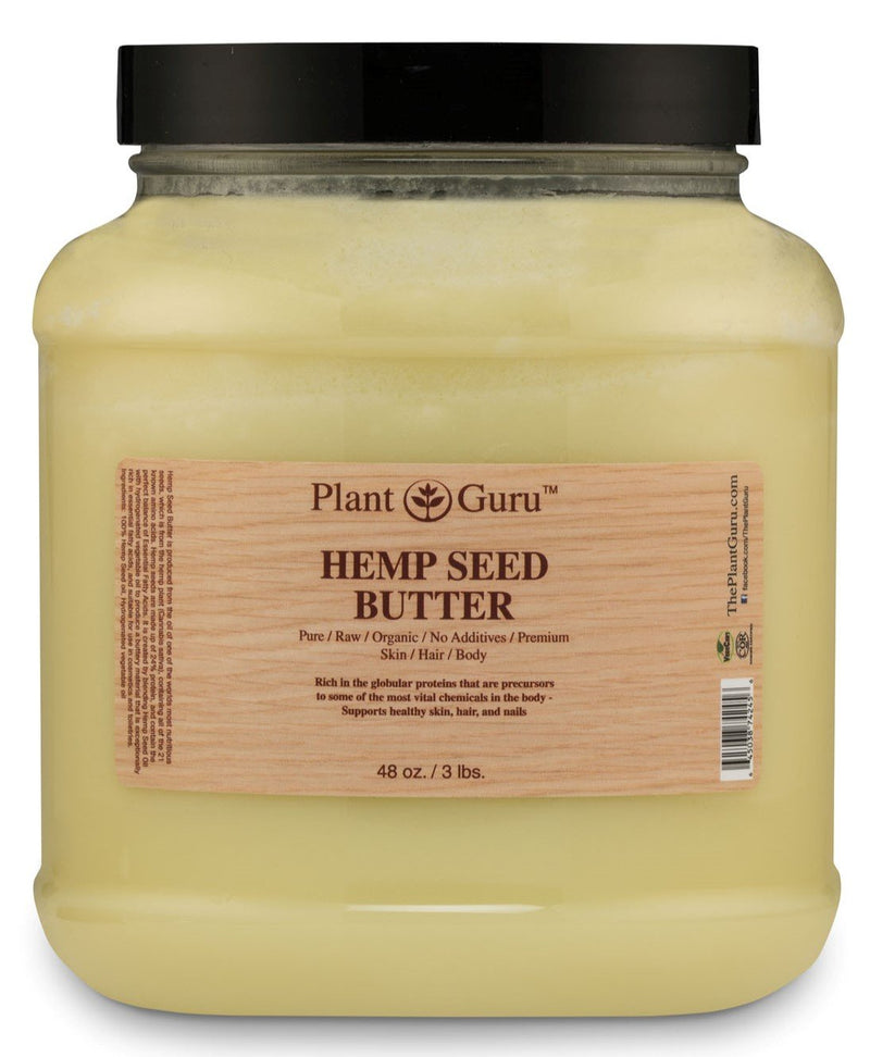 Hemp Seed Butter 3 lb. 100% Pure Raw Fresh Natural Cold Pressed. Skin Body and Hair Moisturizer, DIY Creams, Balms, Lotions, Soaps. Plant Guru