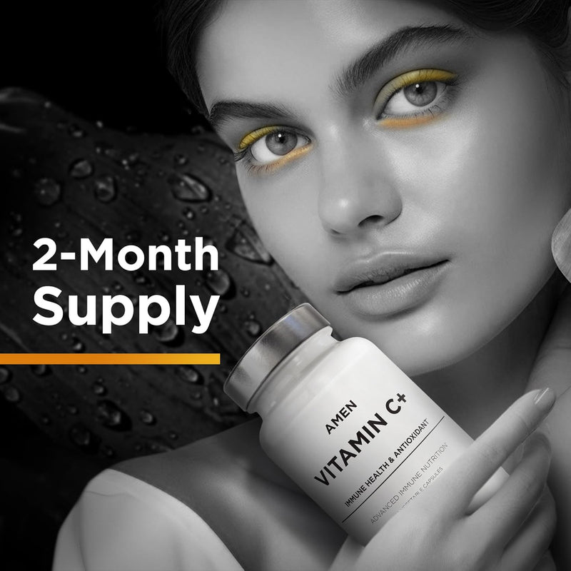 Amen Vitamin C+ Supplement with Zinc, Bioflavonoids, Quercetin, Rose HIPS, Elderberry – Vegan, Non-GMO – 2 Months Supply - 120 Capsules Infinity Warehouse