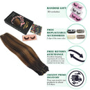 GOO GOO Human Hair Extensions Clip in Balayage Dark Brown to Chestnut Brown 16 Inch 120g 7pcs Remy Clip in Hair Extensions Real Natural Hair Extensions Straight Thick GOO GOO Store
