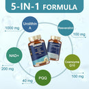 Urolithin A Supplement 1000mg with NAD+,CoQ10,Resveratrol,PQQ Supplement for Men Women 120 Softgels for Muscle Energy Antioxidants High Bioavailability Infinity Warehouse