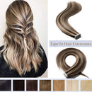40 Pieces 100g Rooted Tape In Hair Extensions Real Human Hair Invisible Seamless Skin Weft Double Side Tape Remy Human Hair Balayage Natural Long Straight (22'',
