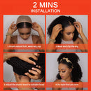 Headband Wig Curly Afro Kinky Curly Headband Wigs for Black Women 180% Density Short Curly Wig with Headband Black Synthetic Wigs with Headband Attached (12 inch, 1B) NAYOO