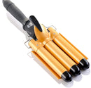 Alure Three Barrel Curling Iron Wand with LCD Temperature Display - 1 Inch Ceramic Tourmaline Triple Barrels, Dual Voltage Crimp (Gold) Alure Store