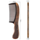 Onedor Handmade 100% Natural Chacate Preto With Buffalo Horn Wide Tooth Hair Combs - Anti-Static Sandalwood Scent Natural Hair Detangler Wooden Comb (Buffalo Horn Wide Tooth with Ripple Shape Handle) Onedor