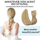 GOO GOO Halo Hair Extensions Light Blonde Highlighted Golden Blonde Remy Human Hair Extensions 20 Inch 100g Natural Hairpiece Hidden Crown Human Hair Extensions with Invisible Fish Line GOO GOO Store