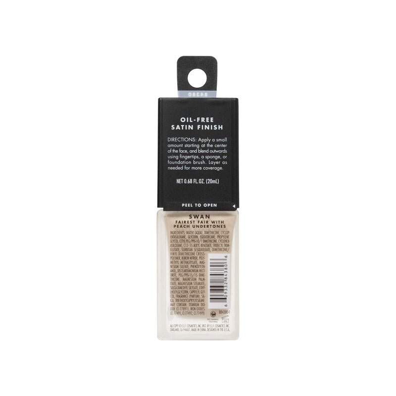 e.l.f. Flawless Finish Foundation, Lightweight & Medium Coverage, Semi-Matte Finish, Swan, 0.68 Fl Oz (20mL) e.l.f.