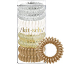 Kitsch Spiral Hair Ties, Coil Hair Ties, Phone Cord Hair Ties, Ponytail Hair Coils No Crease, Headband - 8 pcs (Blonde) Kitsch