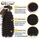 QTHAIR 12A Grade Brazilian Deep Human Hair Bundles with Closure(14" 14" 16"+12"Free Part Lace Closure,Natural Black) 100% Unprocessed Brazilian Virgin Hair Extensions for Black Women QTHAIR Store