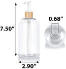 16 oz / 500 ml Clear Plastic PET Boston Round Bottle (BPA Free) with (12 pack, Gold Lotion Pump) JUVITUS