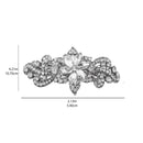 LUX ACCESSORIES Silver Marquise Cut Floral Clear Rhinestones Hair Clip LUX ACCESSORIES