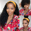 22 Inch Curly Headband Wig Human Hair Glueless Kinky Curly Headband Wig Brizilian Virgin Hair Non Lace Front Wigs Machine Made Headband Human Hair Wig 150% Density Mengkai Hair. mengkai Store